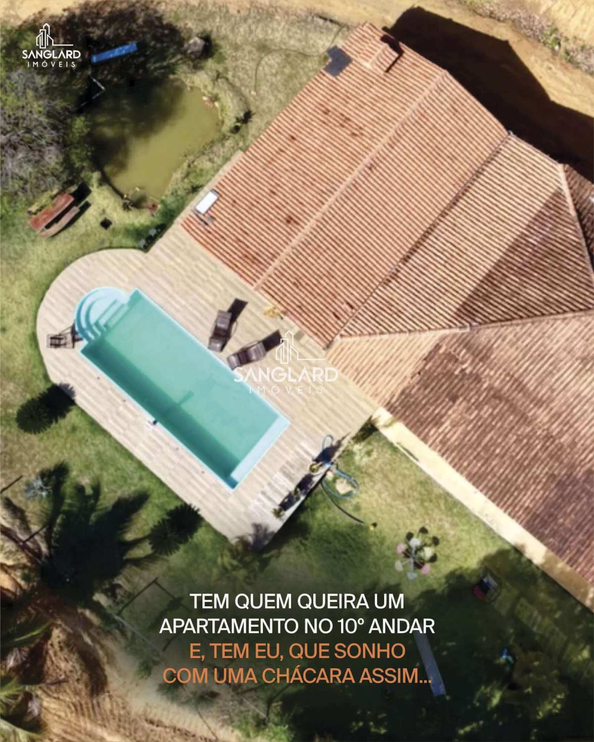 Chácara completa, com piscina e poço, em terreno de 3.500m² - SANGLARD IMÓVEIS