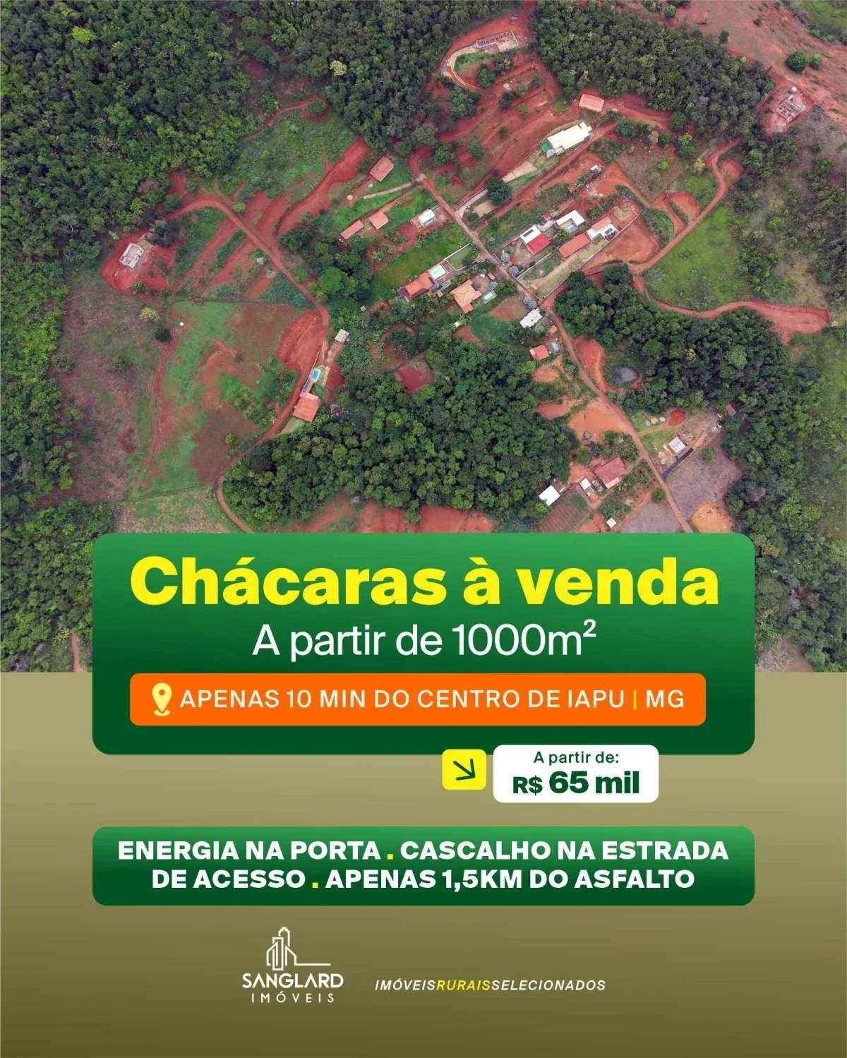Chácaras de 1000m² no Iapu, apenas R$65 mil - SANGLARD IMÓVEIS